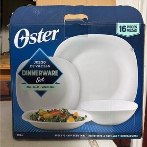 Oster Opal Glass Dinnerware Set - 16 Pieces
